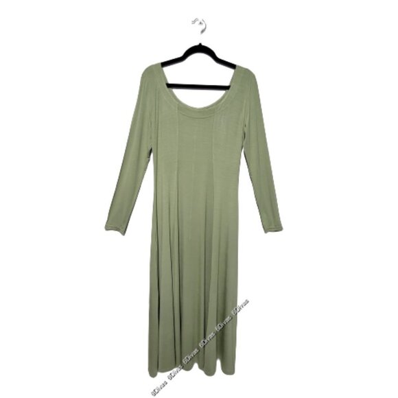 Green Long Dress Bamboo Dress Maxi Midi Dress _ Size L - Picture 4 of 14